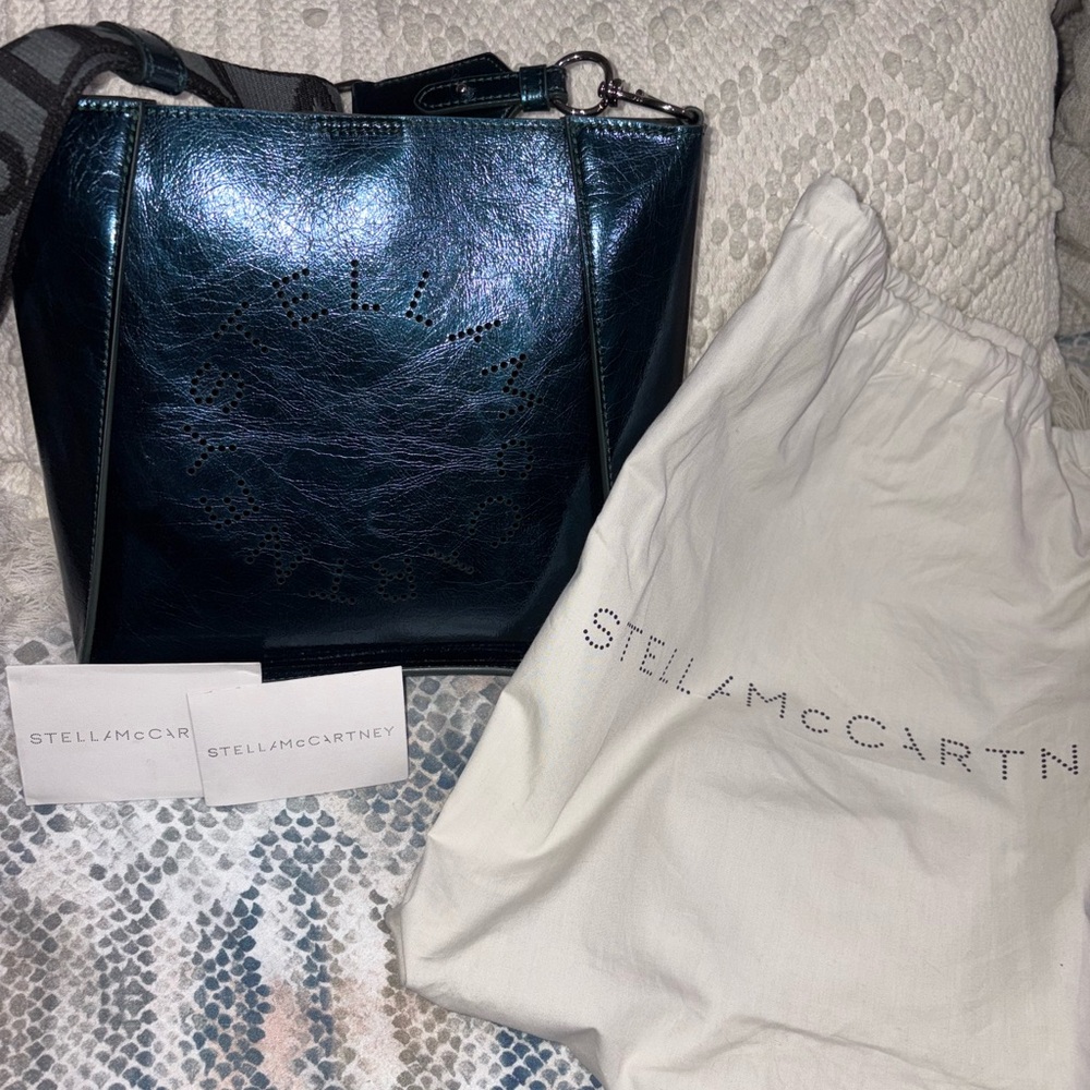 Stella McCartney teal metallic faux leather crossbody Bag - Picture 5 of 7